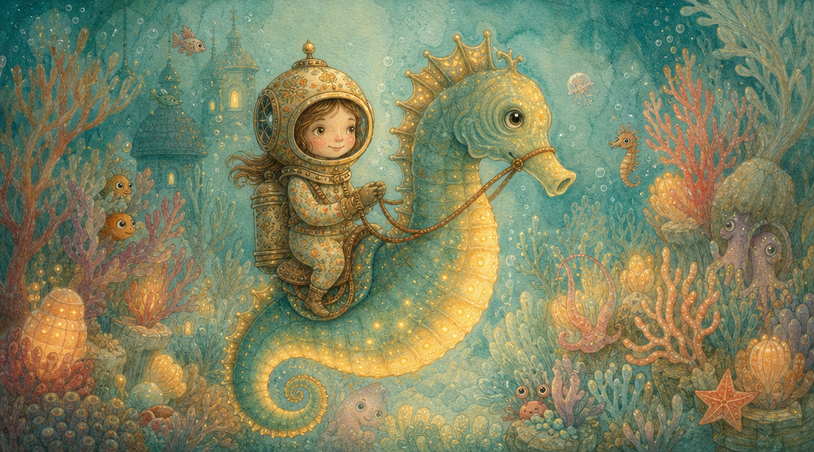 Short story videos for kindergarten — AI generated seahorse scene used by a real teacher for vocabulary
