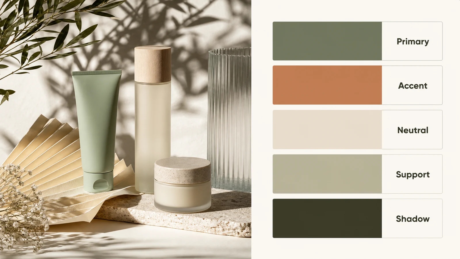 Color palette by image report for product packaging with five visual swatches
