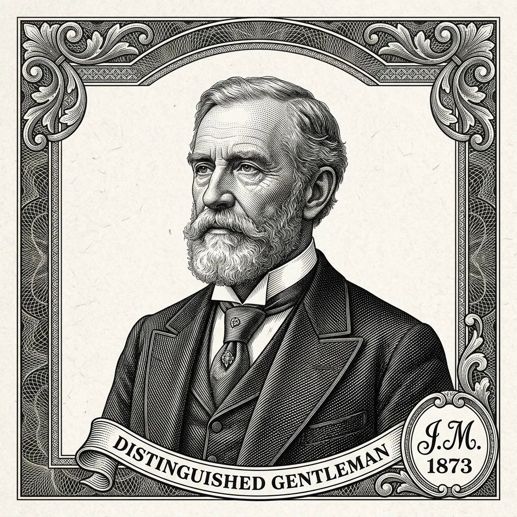Vintage banknote style engraving portrait idea