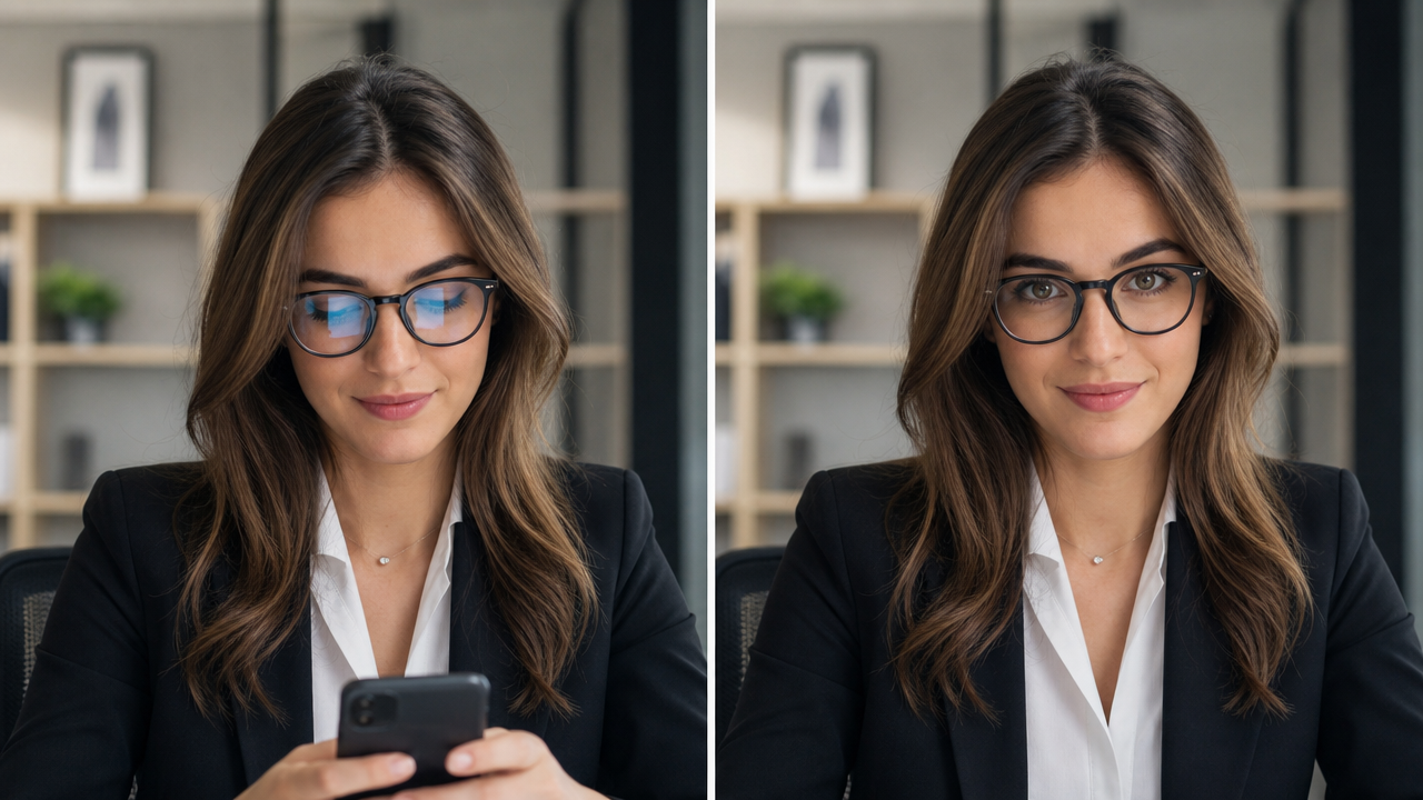 AI eye detection mapping on a portrait for gaze redirection