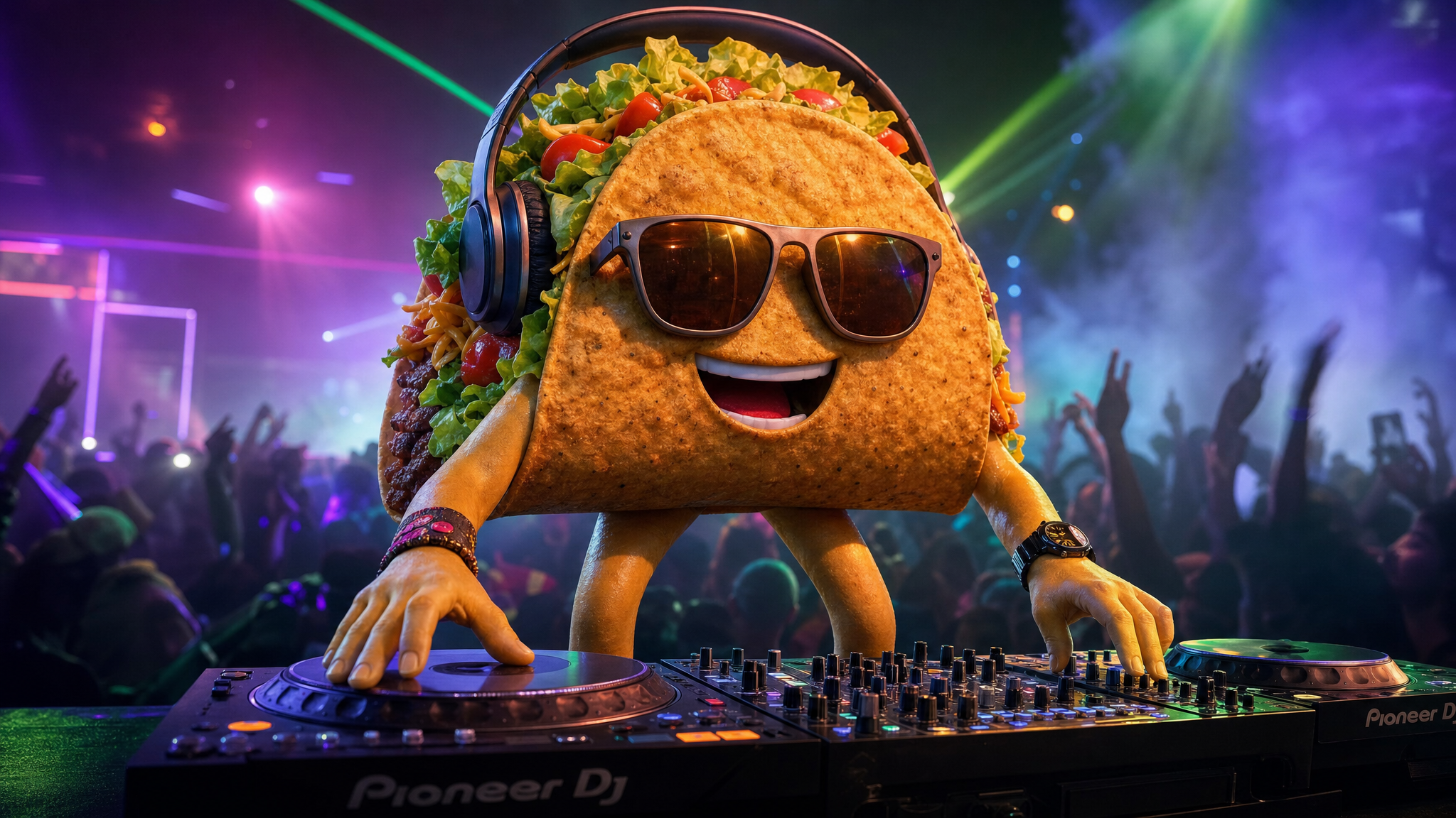 Goofy AI images case study showing a taco DJ character for social media brand content
