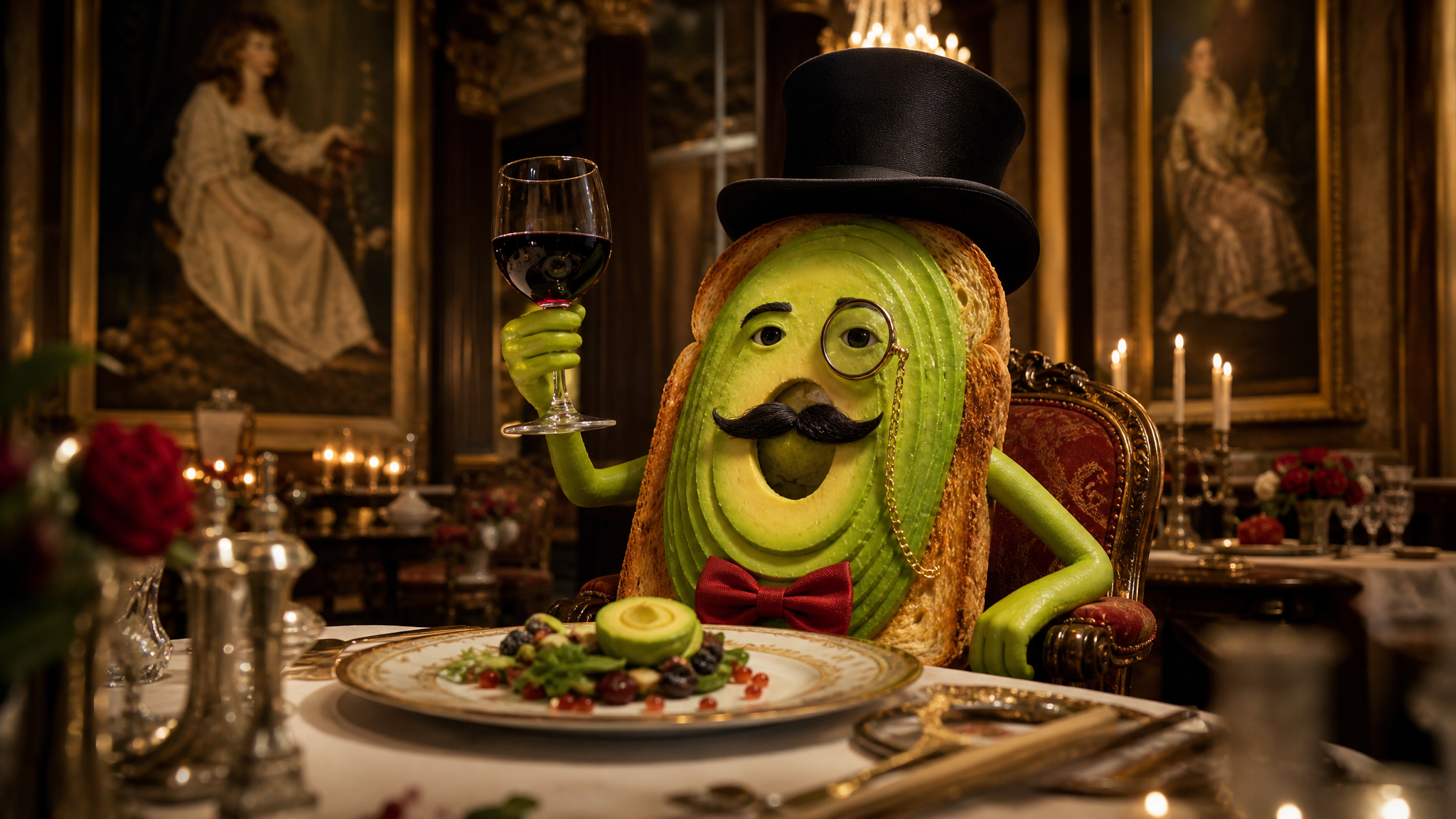 Goofy AI images case study featuring an avocado aristocrat character as a brand mascot