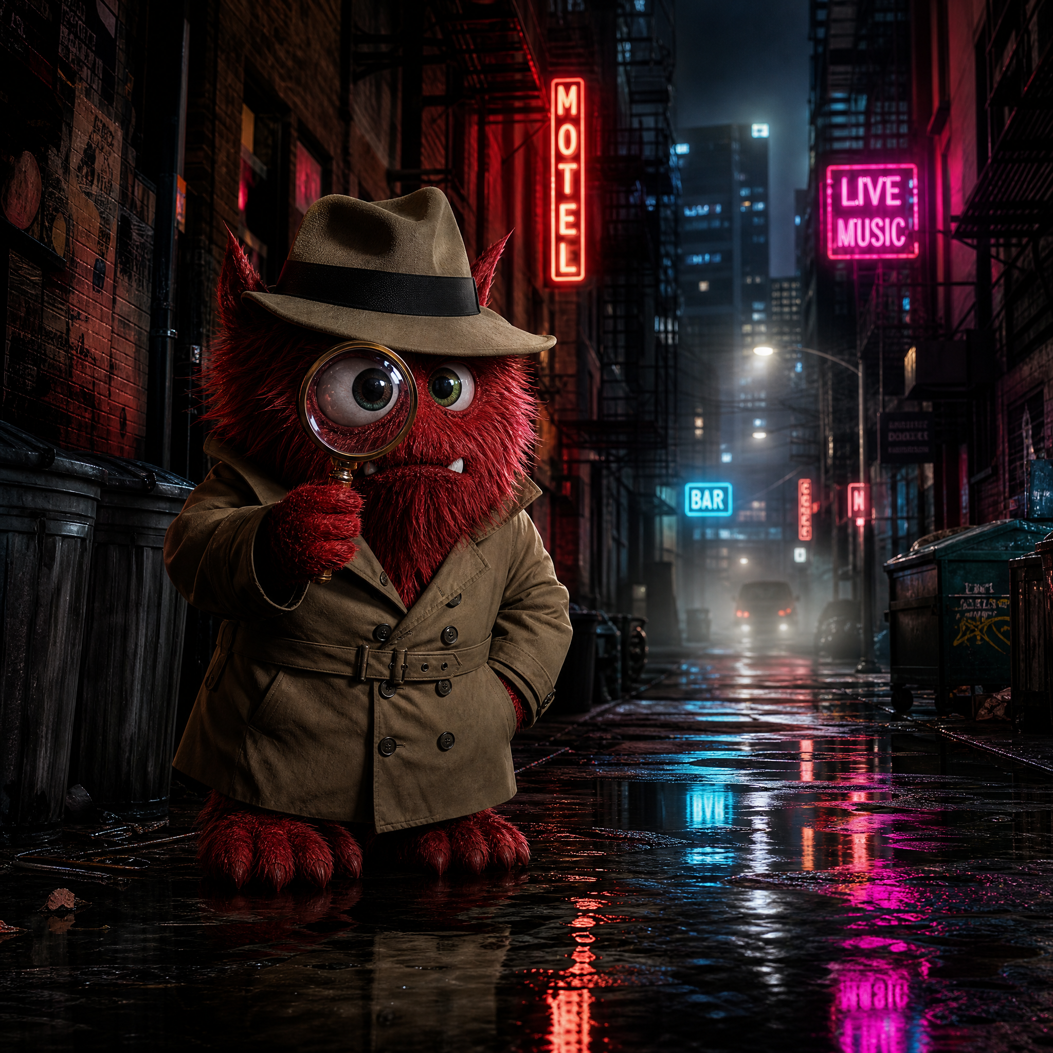 Goofy AI images case study with a detective character for a weekly meme campaign series