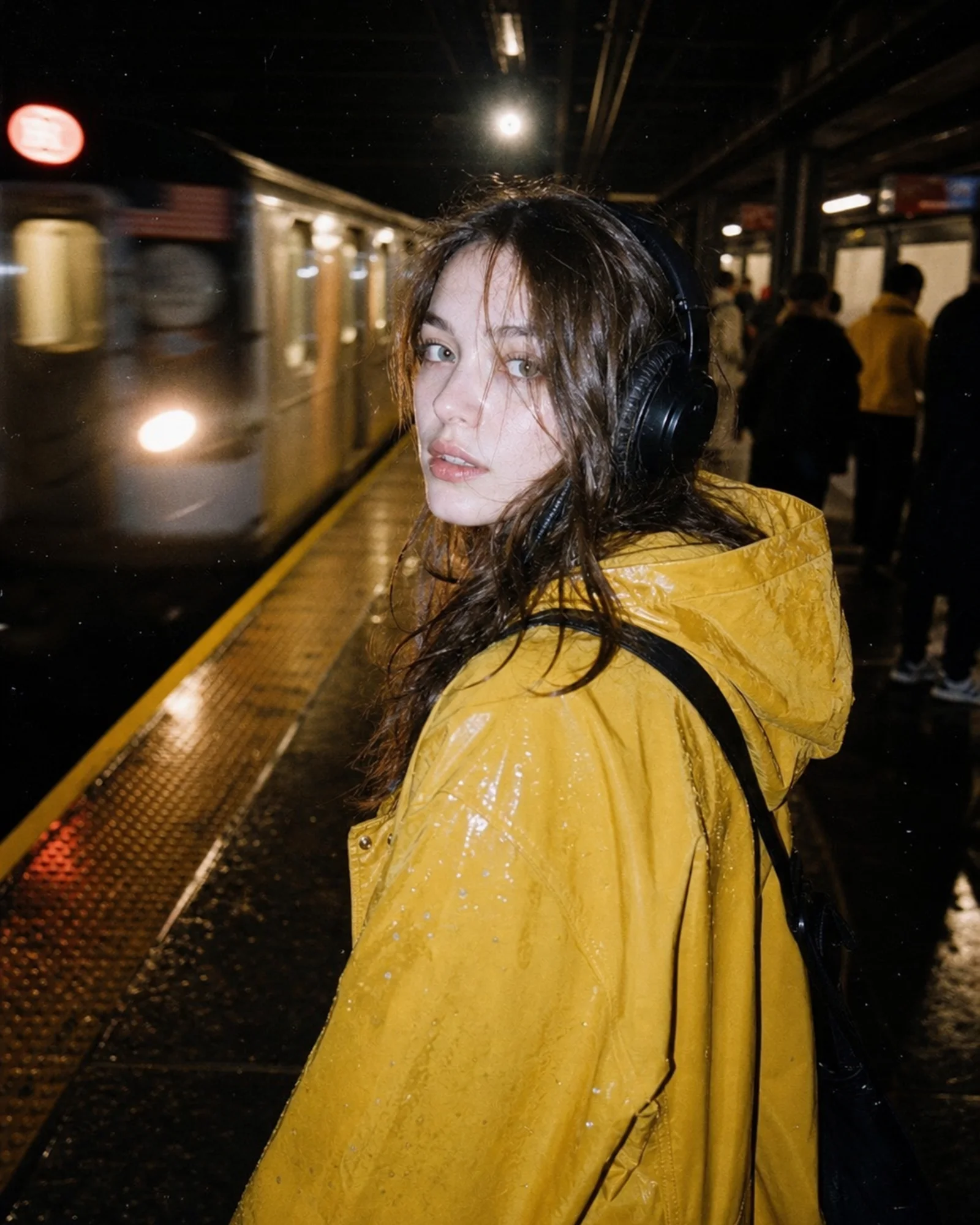 Add instagram flash filter to photo with hard direct flash and vintage grain