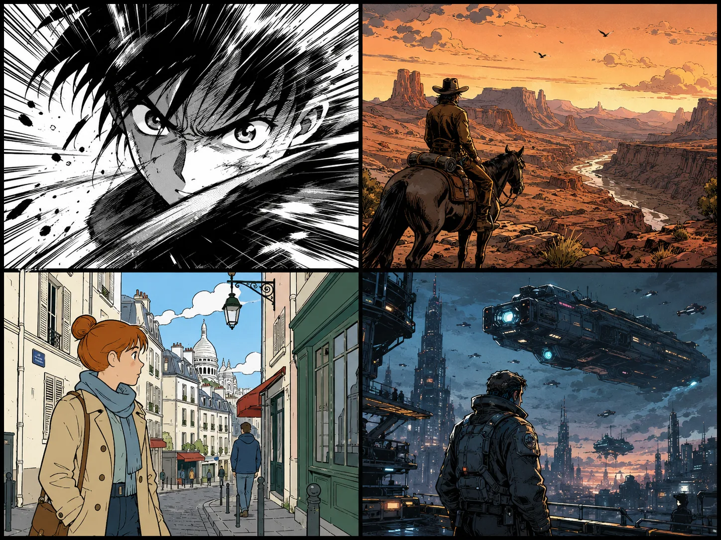 Cultivated comic style comparison