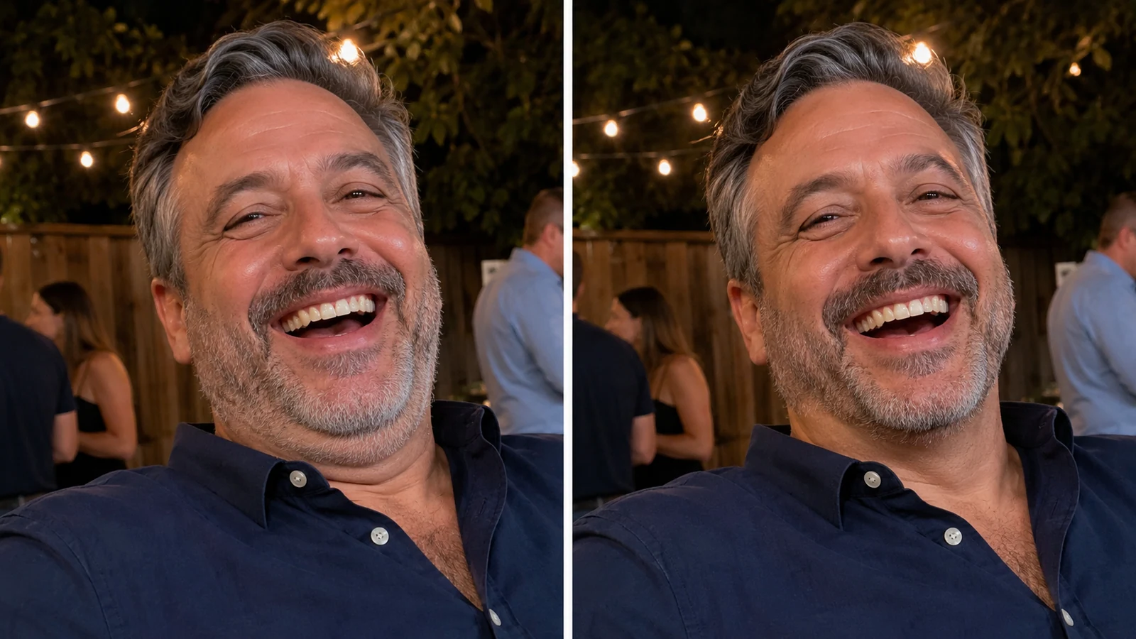 Realistic double chin picture remover example preserving candid texture