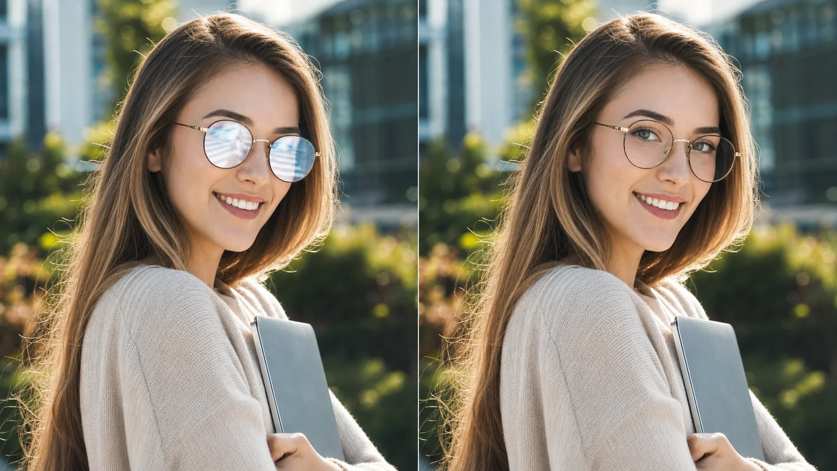 Seed and iterate workflow for scaling glasses glare removal across multiple portraits