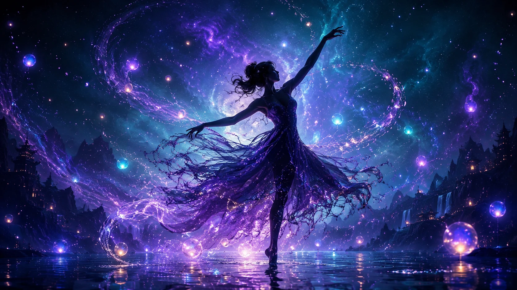 seedance 2.1 fantasy dancer with magical particle sparkles ethereal glow