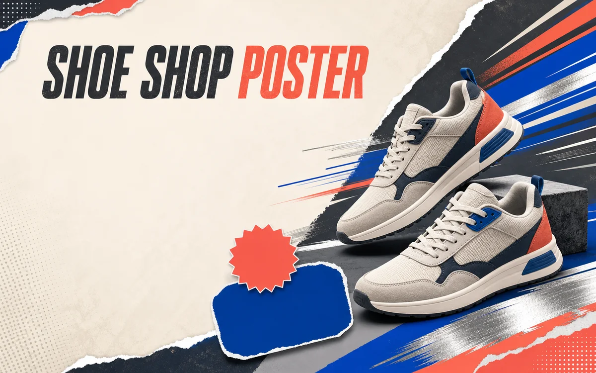 Shoe shop poster background system with reusable ad layout space