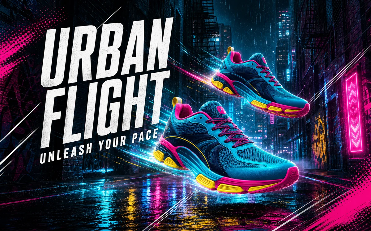 Urban footwear campaign poster concept generated from a Seeda brief